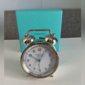 Rare!! Tiffany & Co. Silver Alarm Clock with Tiffany Blue Box, original manual